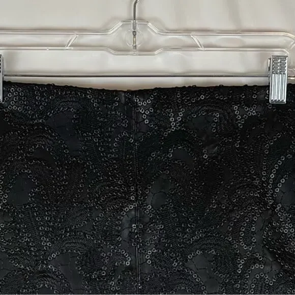 Blank NYC Vegan Leather Black Sequined Mini Skirt Size S - Picture 2 of 10